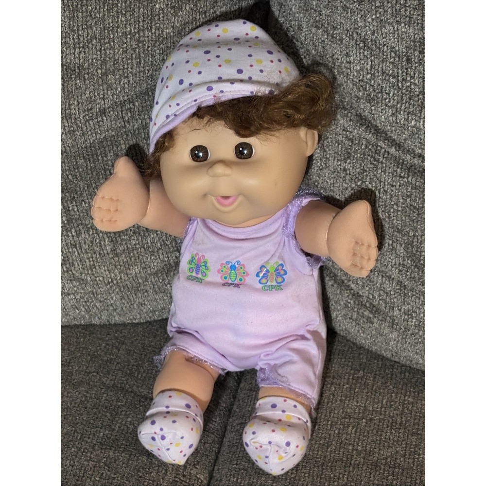 2012 JAKKS Pacific Cabbage Patch Kids 13" Girl Doll Brown Curly Hair Sleep Eyes
